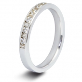 9ct White 0.50ct Baguette & Round HSI Diamond Half Eternity Ring - 3mm Band 9ct White 0.50ct Baguette & Round HSI Diamond Half Eternity Ring - 3mm Band