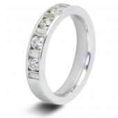9ct White 1.0ct Baguette & Round HSI Diamond Half Eternity Ring - 4mm Band 9ct White 1.0ct Baguette & Round HSI Diamond Half Eternity Ring - 4mm Band