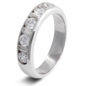 9ct White 0.75ct Baguette & Round HSI Diamond Half Eternity Ring - 4.5mm Band 9ct White 0.75ct Baguette & Round HSI Diamond Half Eternity Ring - 4.5mm Band