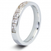 9ct White 0.75ct Baguette & Princess HSI Diamond Half Eternity Ring - 3.1mm Band 9ct White 0.75ct Baguette & Princess HSI Diamond Half Eternity Ring - 3.1mm Band