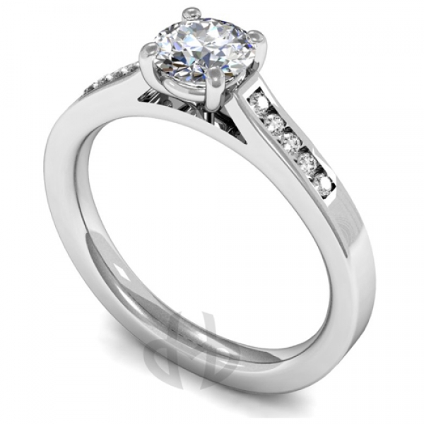 Platinum Diamond Engagement Ring with Channel Set Shoulder Stones