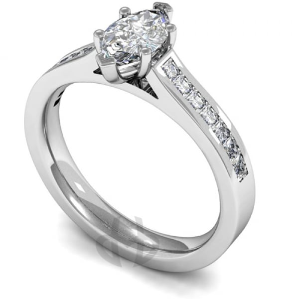 Platinum Diamond Engagement Ring 6 Claw Set Marquise Diamond with Side ...