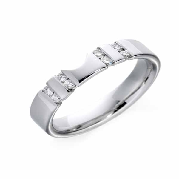 Diamond Rings - Platinum Diamond Wedding Ring width 4mm
