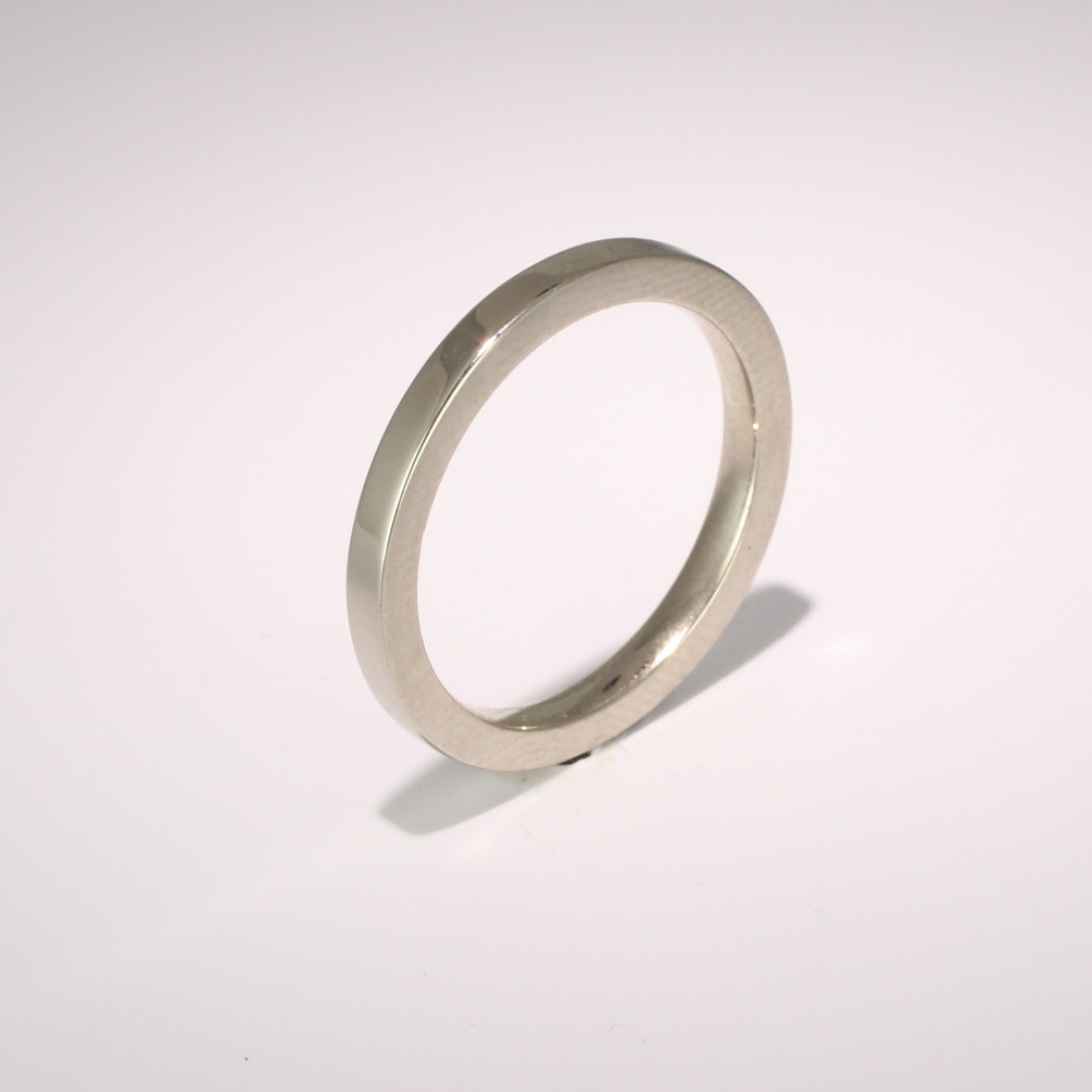 Flat Court Very Heavy -  2 mm (FCH2 W) White Gold Wedding Ring
