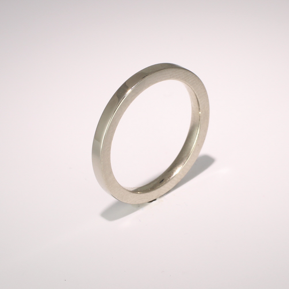 Flat Heavy Court -  2 mm (FCH2 W) White Gold Wedding Ring