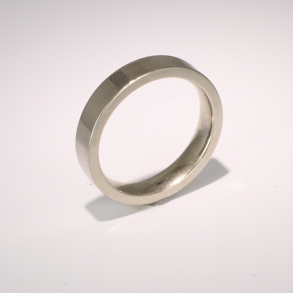 Flat Court Very Heavy -  4mm (FCH4 W) White Gold Wedding Ring