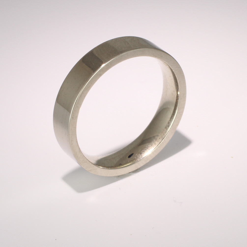 Flat Court Very Heavy -  5mm (FCH5 W) White Gold Wedding Ring