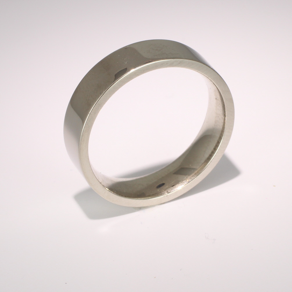 Flat Court Very Heavy -  6mm (FCH6 W) White Gold Wedding Ring