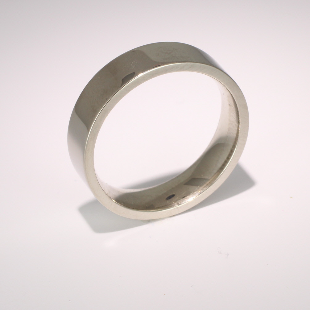 Flat Heavy Court -  6mm (FCH6 W) White Gold Wedding Ring