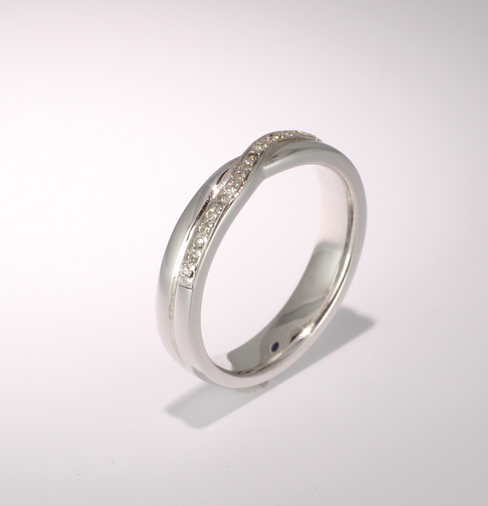 White Gold Shaped Wedding Ring (SW020) - All Metals