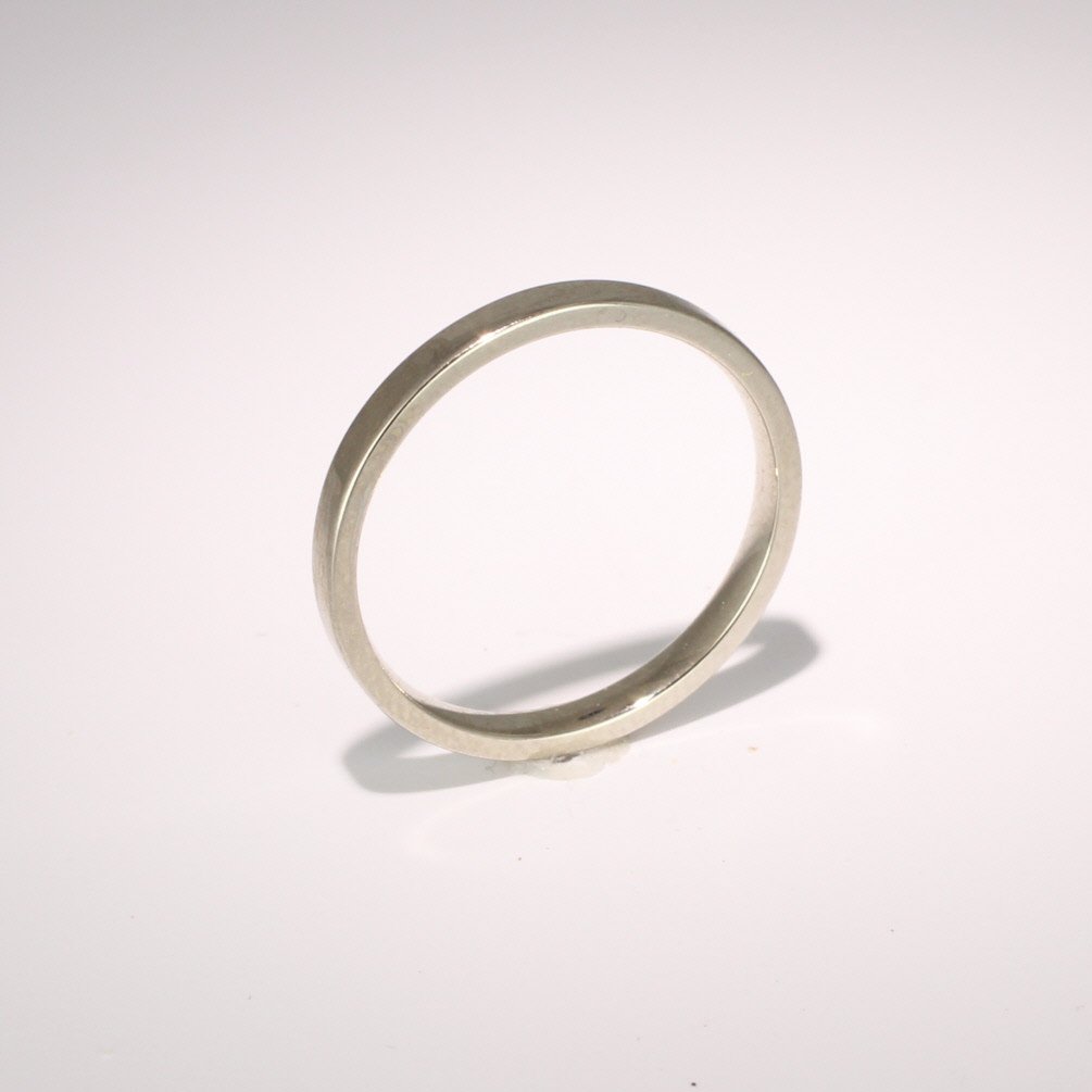Flat Court Light -  2 mm (FCSL2 W) White Gold Wedding Ring