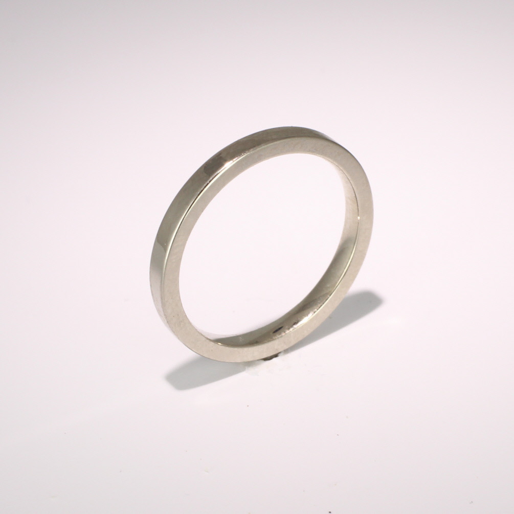 Flat Court Medium - 2 mm White Gold Wedding Ring (FCSM2 W) 