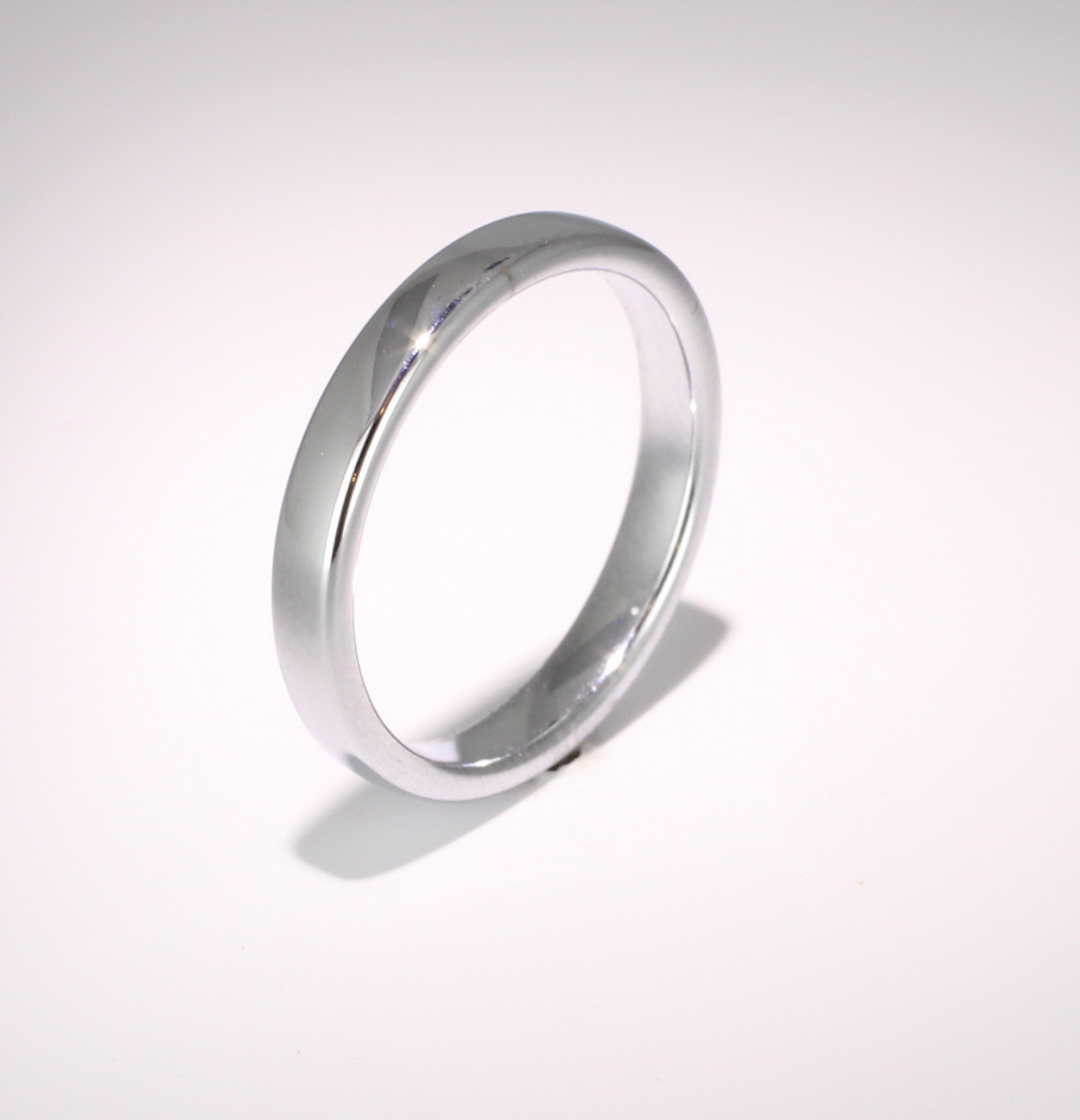 Slight or Soft Court Medium -  3mm Platinum Wedding Ring 