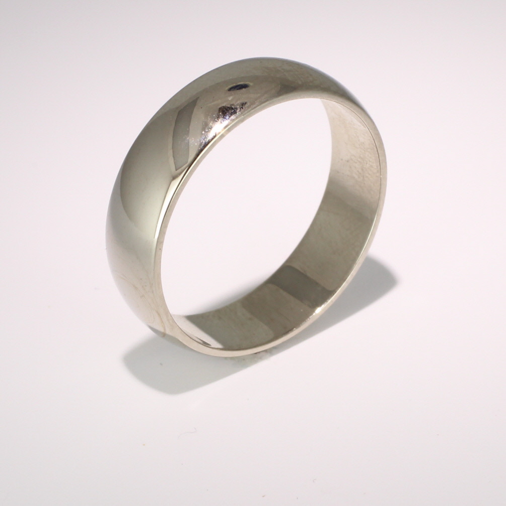 D Shape Medium - 6mm White Gold Wedding Ring