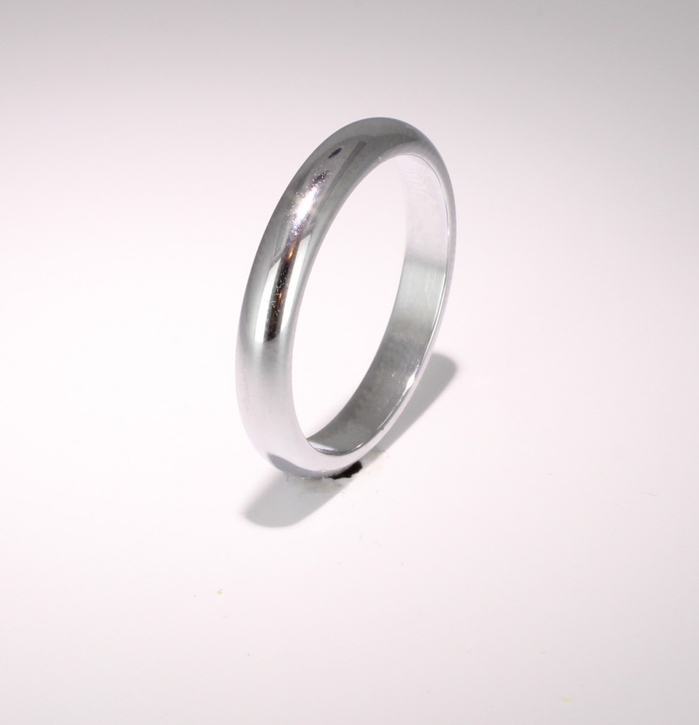 D Shaped Platinum 3mm Heavy Wedding Ring 