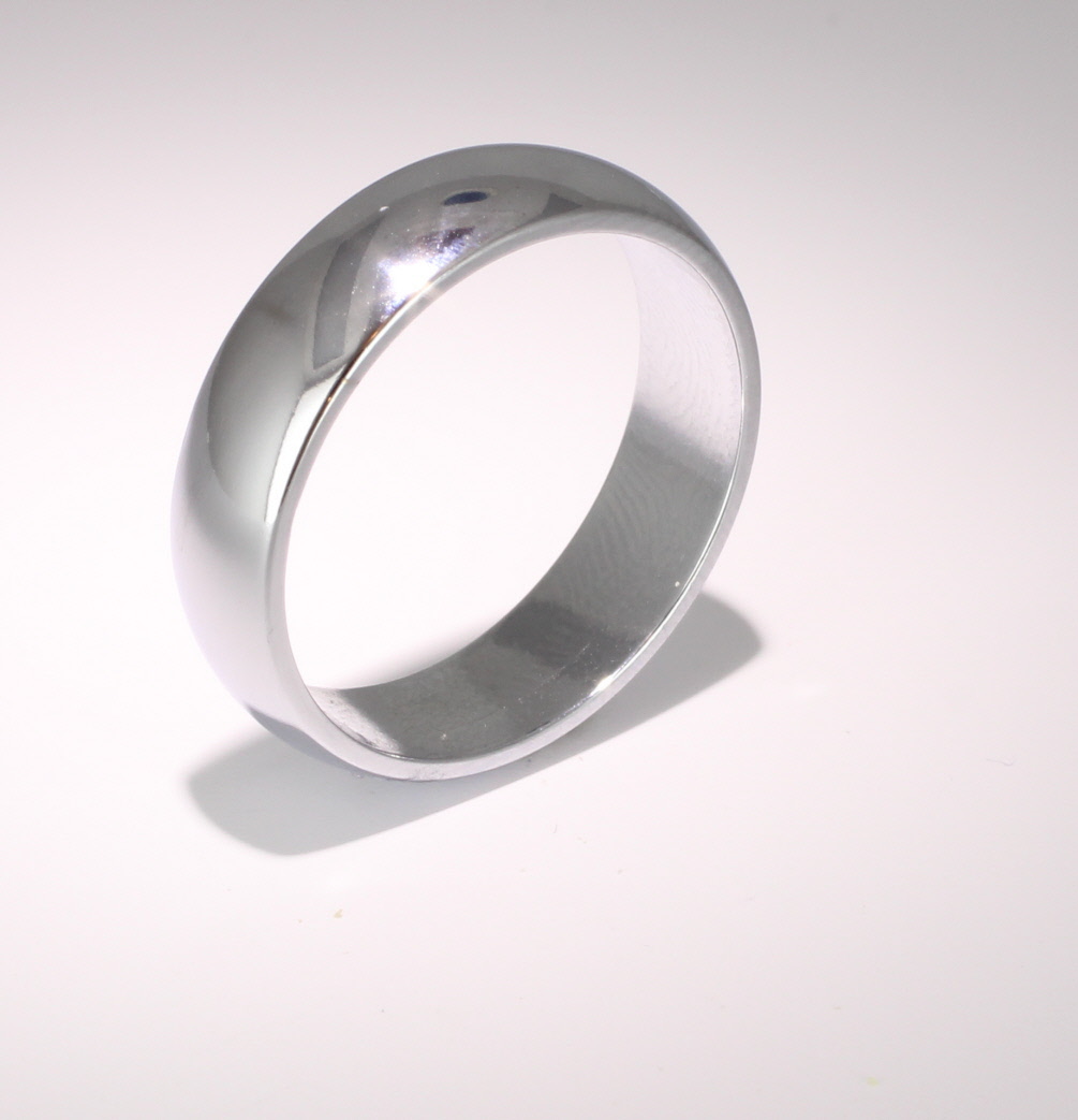 D Shaped Platinum 6mm Heavy Wedding Ring 