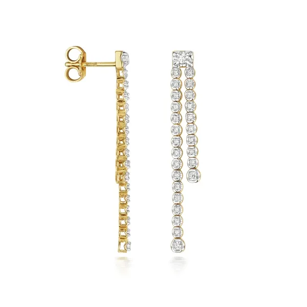 Diamond Drop Earrings UK 9ct Yellow Gold Drop Earrings