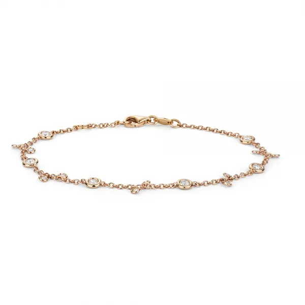 Pure 18ct Rose Gold Diamond Bracelet Womens