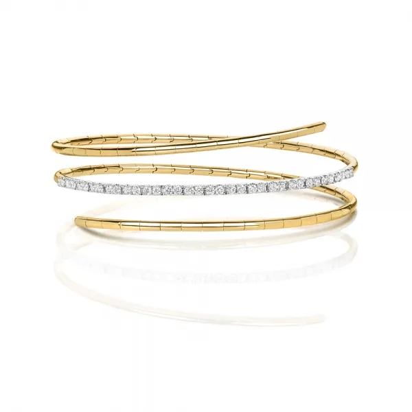 Yellow gold bracelets for women Diamond twist Bangles