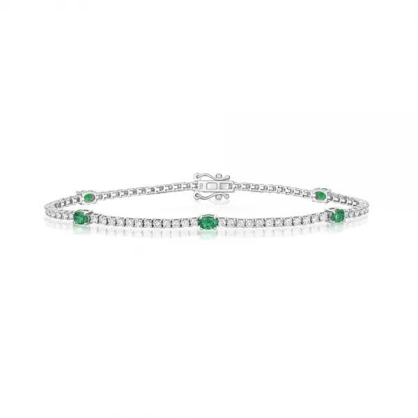Gold Diamond, emerald & 18kt gold curb-chain bracelet | Shay | MATCHES UK