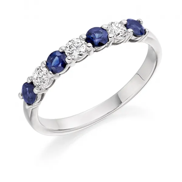 Timeless Sapphire Eternity Ring Yellow Gold For Sale