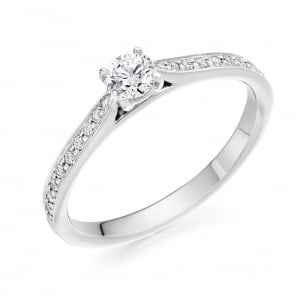 Engagement Ring with Shoulder Stones  - (TBCENG5728) - Certificated