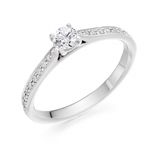 Engagement Ring with Shoulder Stones  - (TBCENG5728) - Certificated