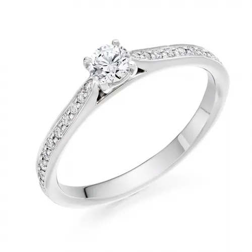 White Gold Engagement Ring with Shoulder Stones - (TBCENG5728) 