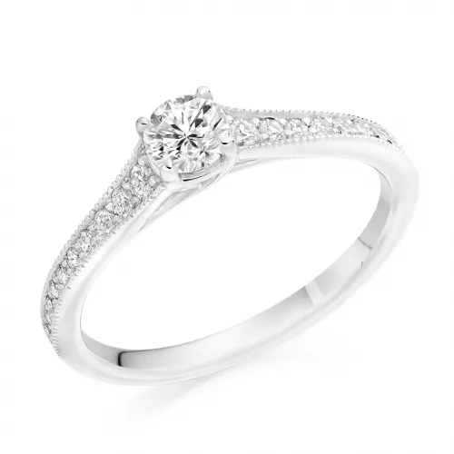 Engagement Ring with Shoulder Stones  - (TBCENG7209) 
