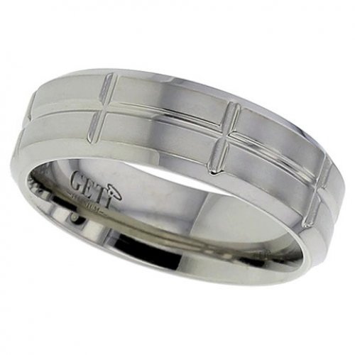 Patterned Titanium Wedding Ring (T142CH)