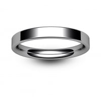 Flat Court Medium -  3mm (FCSM3 W) White Gold Wedding Ring