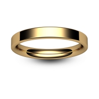 Flat Court Very Heavy -  3mm (FCH3-Y) Yellow Gold Wedding Ring
