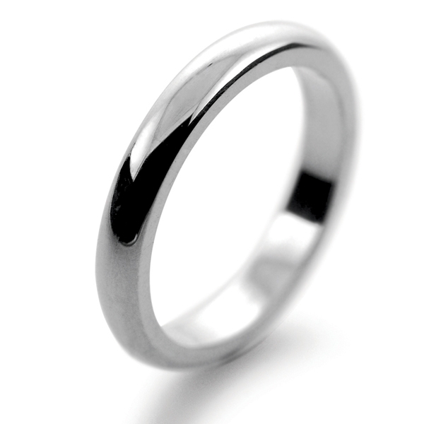 Palladium Wedding Ring D Shape Heavy Weight - 3mm (WBDS3HPAL)