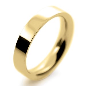 Flat Court Profile Wedding Rings - Yellow Gold 