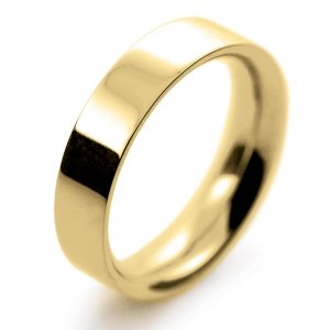 Flat Court Very Heavy -  5mm (FCH5-Y) Yellow Gold Wedding Ring