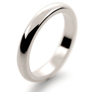 D Shaped Heavy -  3mm (DSH3-W) White Gold Wedding Ring