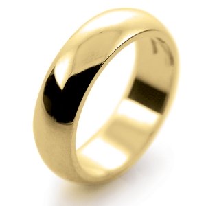 D Shaped Heavy - 6mm (DSH6-Y) Yellow Gold Wedding Ring