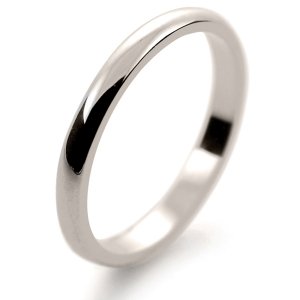 D Shape Light -  2.5mm (DSSL2.5 W) White Gold Wedding Ring