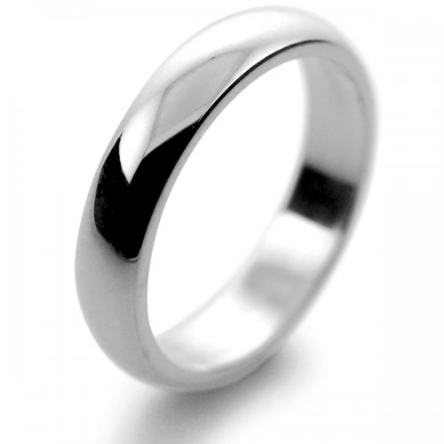 D Shaped Platinum 4mm Heavy Wedding Ring 
