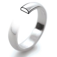 D Shape Medium -  2mm White Gold Wedding Ring