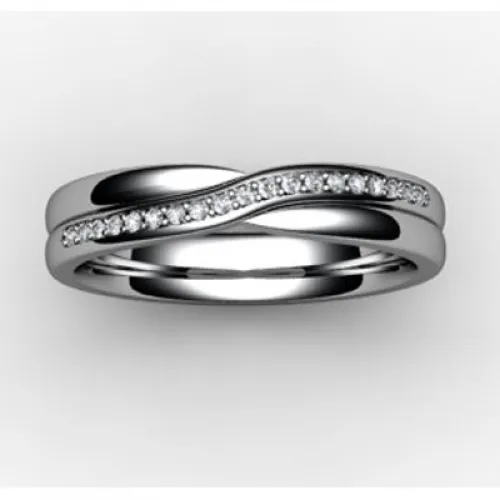 White Gold Shaped Wedding Ring (SW020) - All Metals