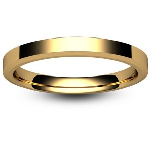Flat Court Chamfered Edge - 2.5mm (CEI2.5-Y) Yellow Gold Wedding Ring