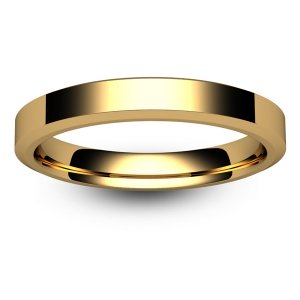 Flat Court Chamfered Edge - 3mm (CEI3-Y) Yellow Gold Wedding Ring