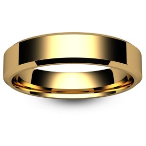Flat Court Chamfered Edge - 5mm (CEI5-Y) Yellow Gold Wedding Ring