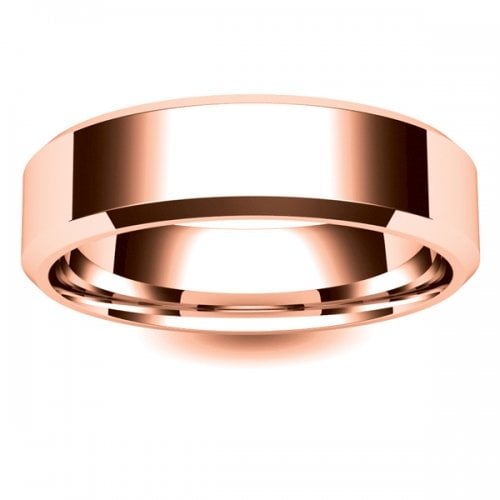 Flat Court Chamfered Edge - 6mm (CEI6-R) Rose Gold Wedding Ring