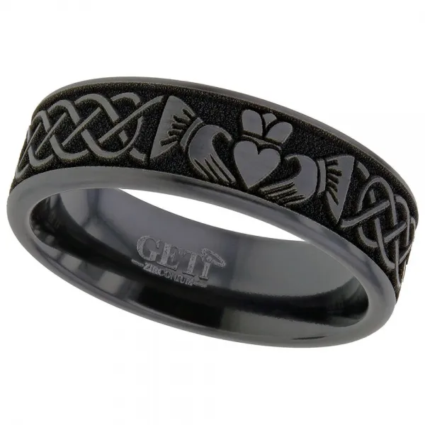 Black Zirconium Mens Wedding Band for Wedding