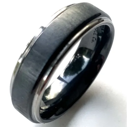 Black Zirconium Mens Wedding Rings Flat Court 4mm-12mm