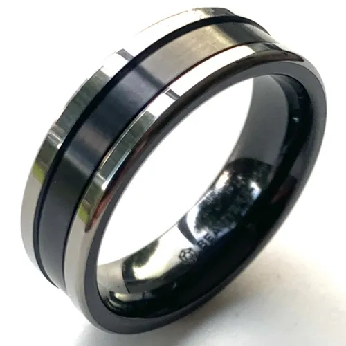 Black Zirconium Rings for Wedding Flat Court 4mm-12mm