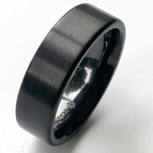 Zirconium Mens Ring - Flat Court 2mm-12mm