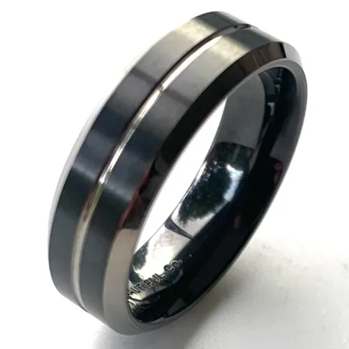 Zirconium Rings Mens - Chamfered Flat Court 4mm-12mm